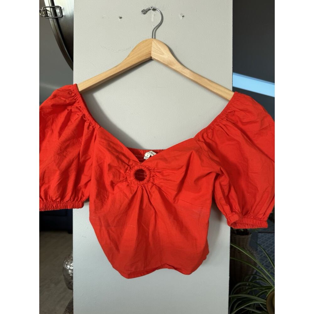 Swiftie Showgirl Orange Sim & Sam Puff Sleeve Crop Small boho Festival